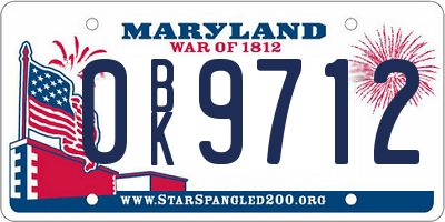 MD license plate 0BK9712