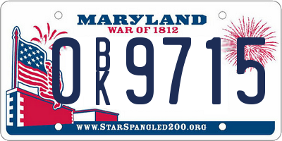 MD license plate 0BK9715