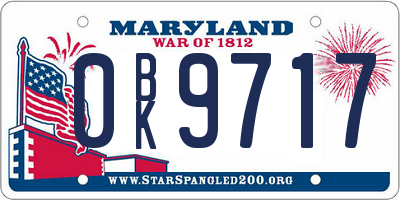 MD license plate 0BK9717