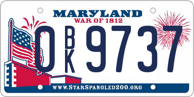 MD license plate 0BK9737