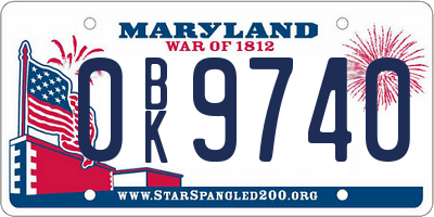 MD license plate 0BK9740