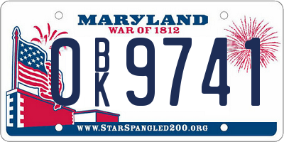 MD license plate 0BK9741