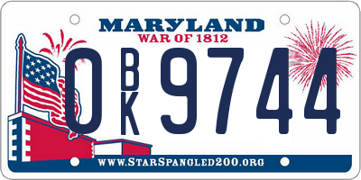 MD license plate 0BK9744