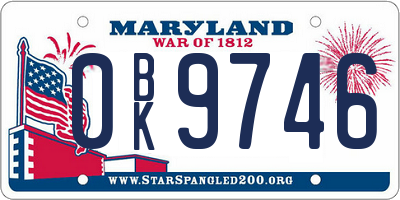 MD license plate 0BK9746