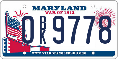 MD license plate 0BK9778
