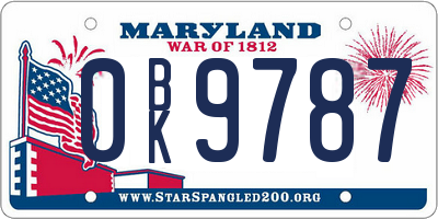MD license plate 0BK9787