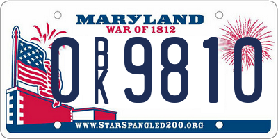 MD license plate 0BK9810