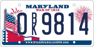 MD license plate 0BK9814