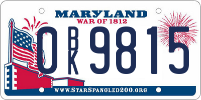 MD license plate 0BK9815
