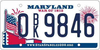 MD license plate 0BK9846