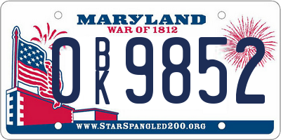 MD license plate 0BK9852