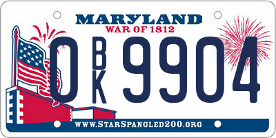 MD license plate 0BK9904