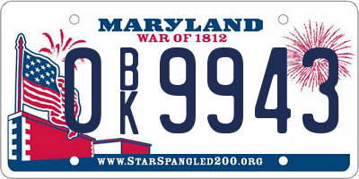 MD license plate 0BK9943