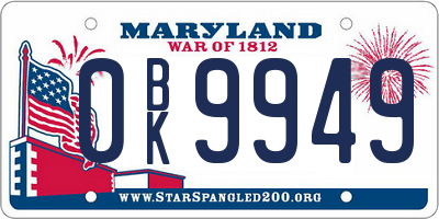 MD license plate 0BK9949