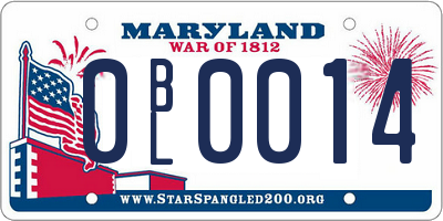 MD license plate 0BL0014