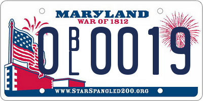 MD license plate 0BL0019