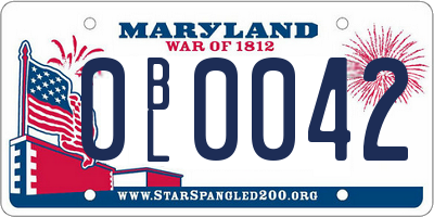 MD license plate 0BL0042