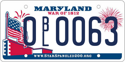 MD license plate 0BL0063