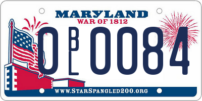 MD license plate 0BL0084