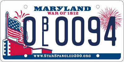 MD license plate 0BL0094
