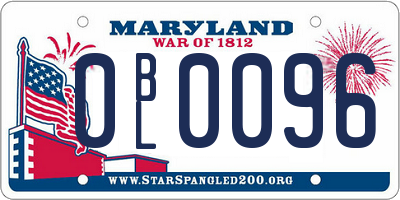 MD license plate 0BL0096