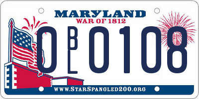 MD license plate 0BL0108