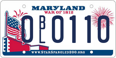 MD license plate 0BL0110