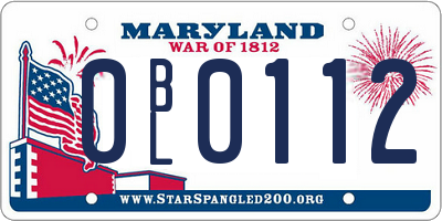 MD license plate 0BL0112