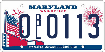 MD license plate 0BL0113