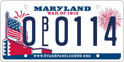 MD license plate 0BL0114