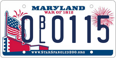 MD license plate 0BL0115