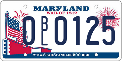MD license plate 0BL0125