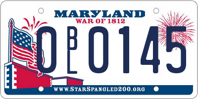 MD license plate 0BL0145