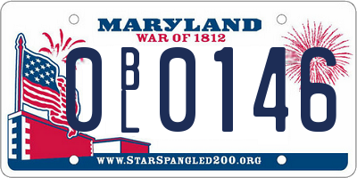 MD license plate 0BL0146