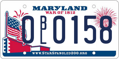 MD license plate 0BL0158