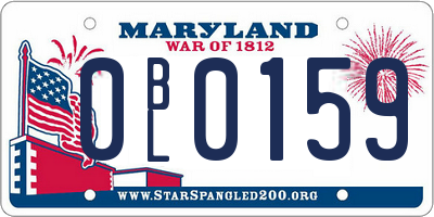 MD license plate 0BL0159