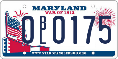 MD license plate 0BL0175