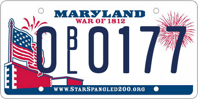 MD license plate 0BL0177