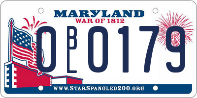 MD license plate 0BL0179