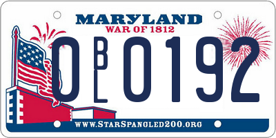 MD license plate 0BL0192