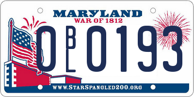 MD license plate 0BL0193