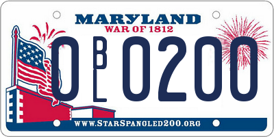 MD license plate 0BL0200