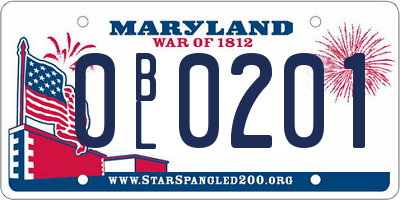 MD license plate 0BL0201