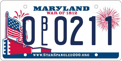 MD license plate 0BL0211