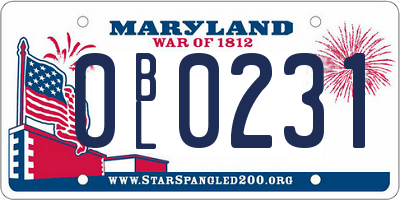 MD license plate 0BL0231