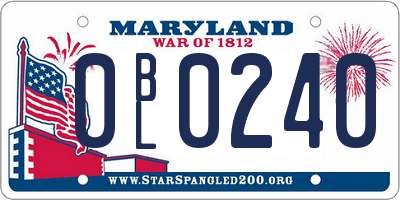 MD license plate 0BL0240