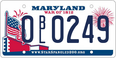MD license plate 0BL0249