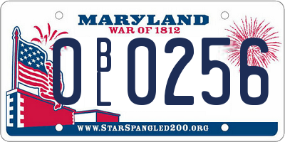 MD license plate 0BL0256