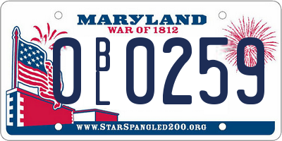 MD license plate 0BL0259