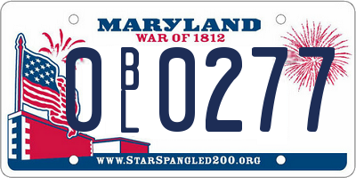 MD license plate 0BL0277